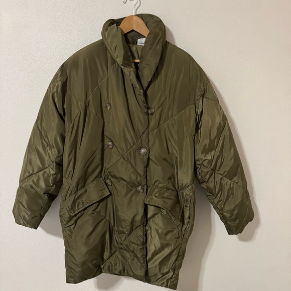 Free People Ella Puffer Puffa Jacket Olive Green Quilted Slouchy Lightweight-M - Picture 2 of 16